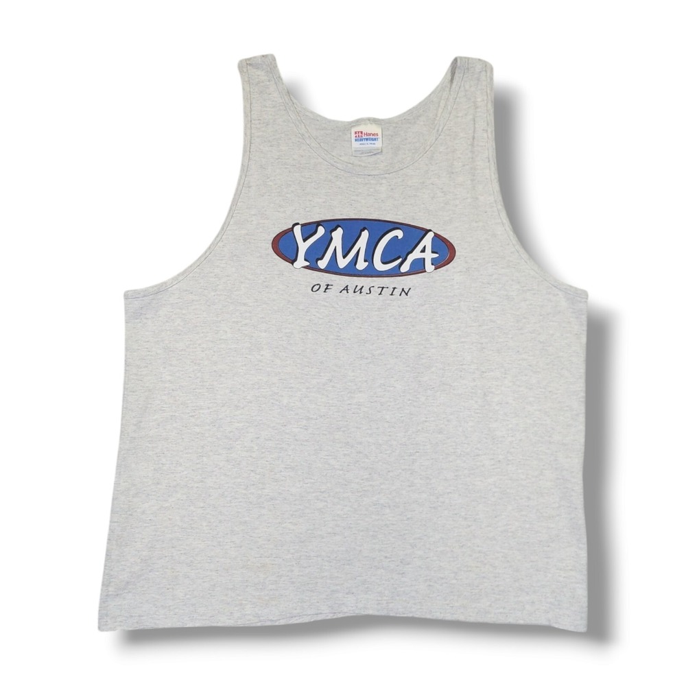 Vintage Hanes Heavyweight YMCA in Austin Gray Tank Top Men's XL USA Made